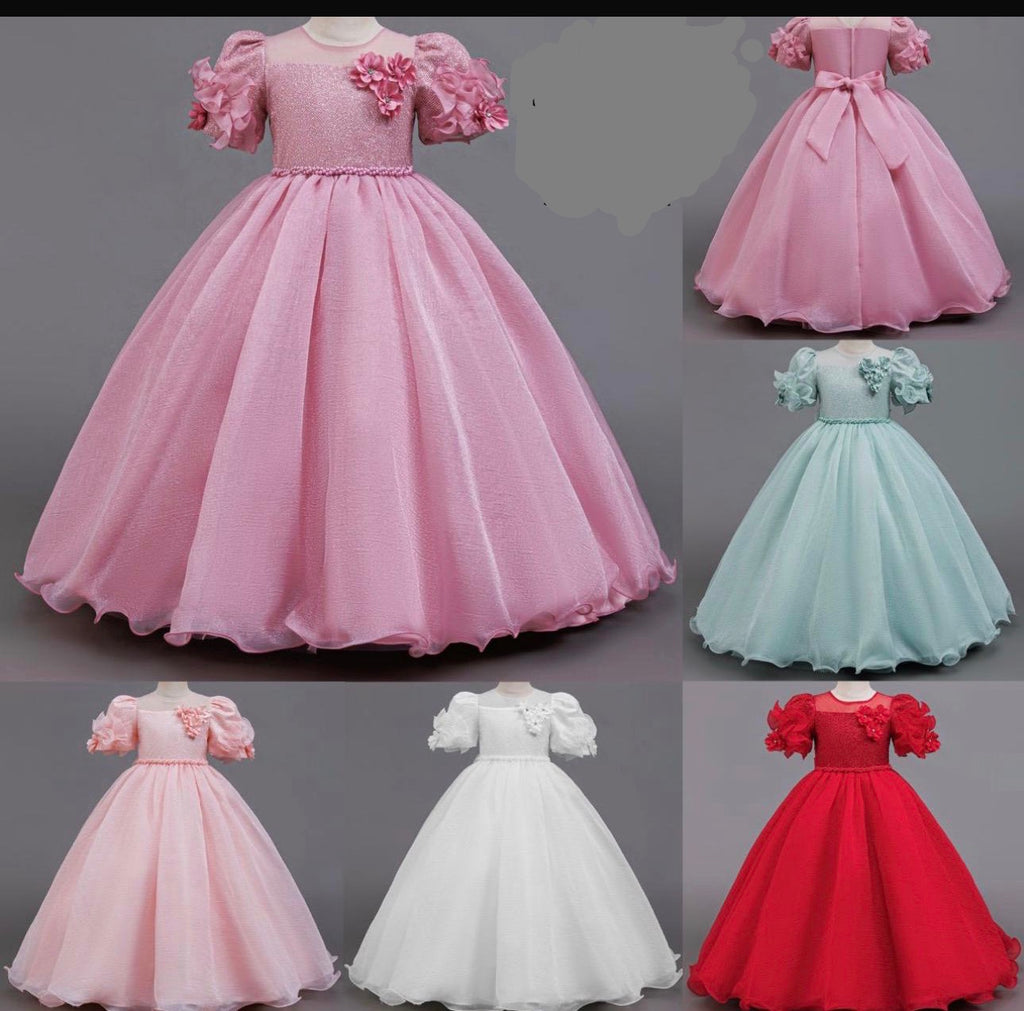 Girls Dress With Flower Sleeves.