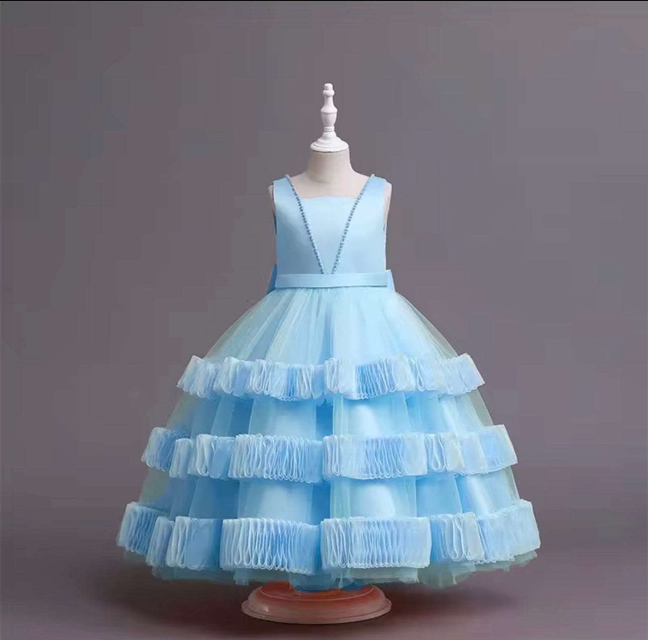 Girls Princess Lace Dress – Tiered Cake Skirt for Weddings & Special Occasions