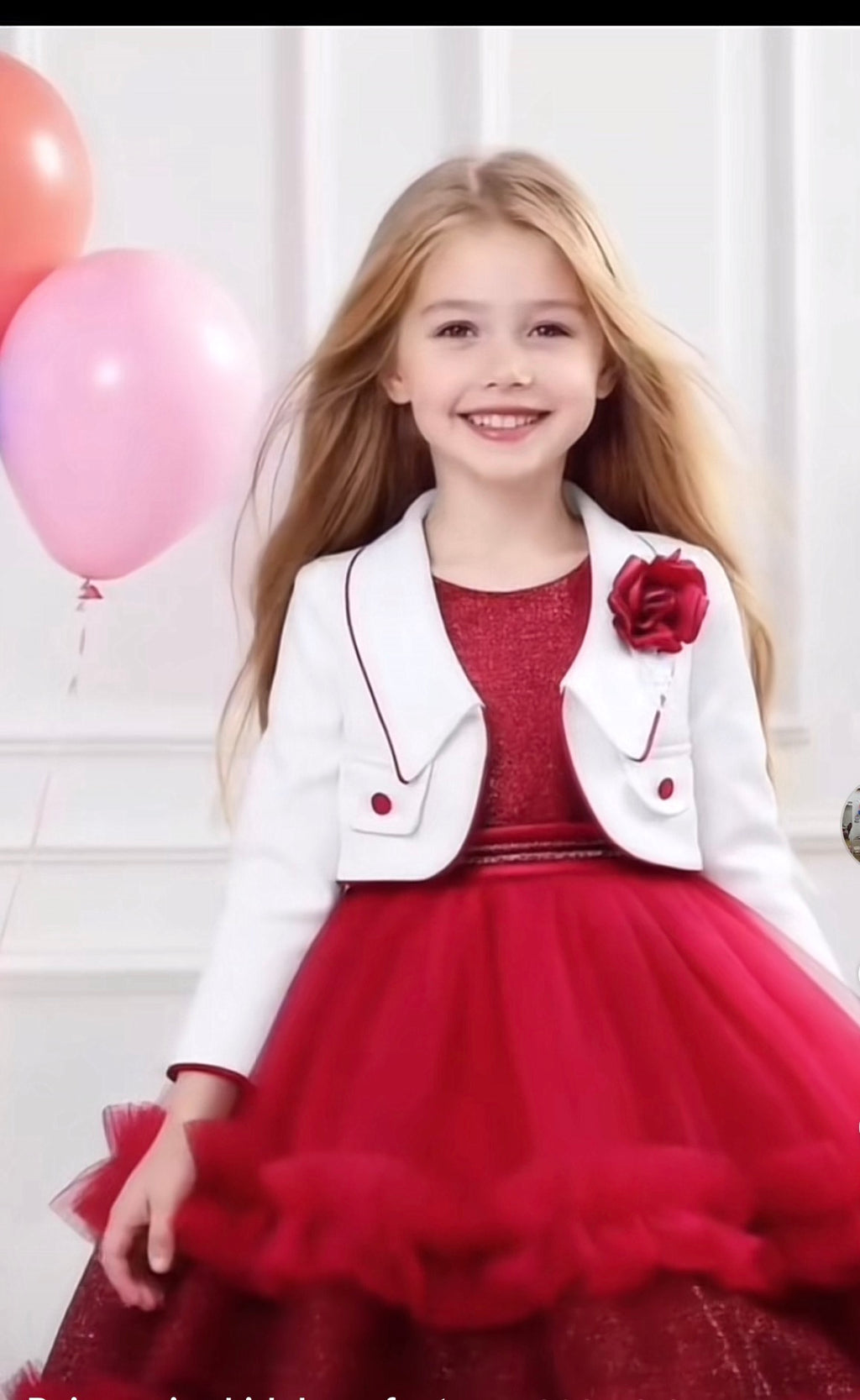 Girls 2 piece lace princess ball gown dress suit, front view / perfect for wedding and formal event.