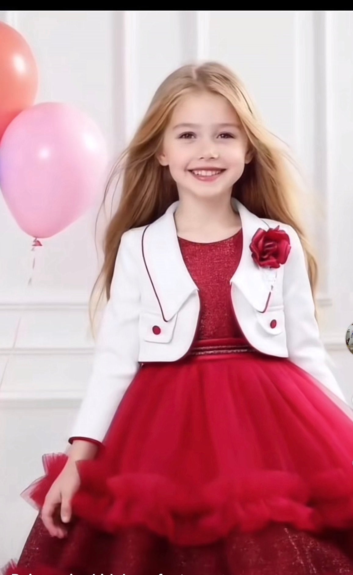 Girls 2 piece lace princess ball gown dress suit, front view / perfect for wedding and formal event.