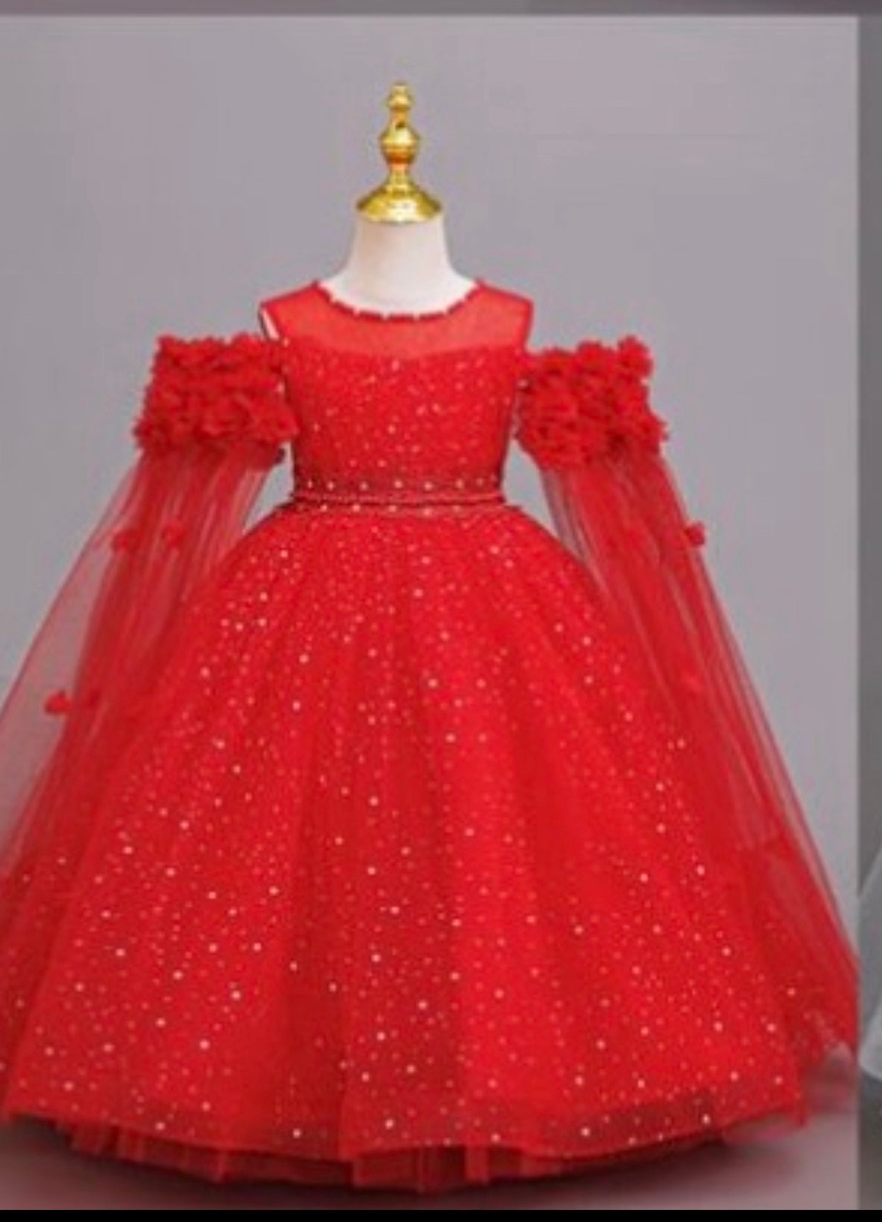Girls Drop Sleeve Princess Dress – Elegant Party & Special Occasion Dress