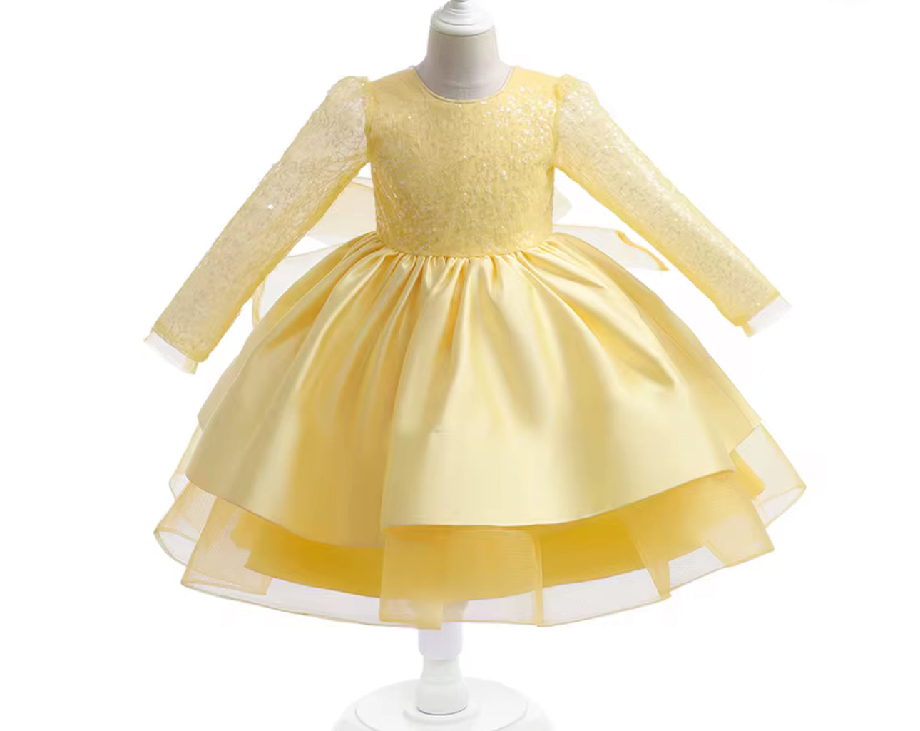 Girls Long Sequin Sleeve Dress – Special Occasion & Party Dress