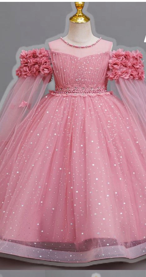 Girls Drop Sleeve Princess Dress – Elegant Party & Special Occasion Dress