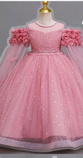 Girls Drop Sleeve Princess Dress – Elegant Party & Special Occasion Dress