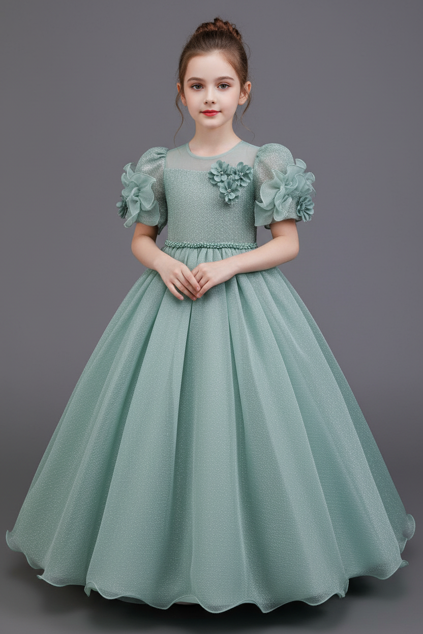 Girls Dress - Sage Green