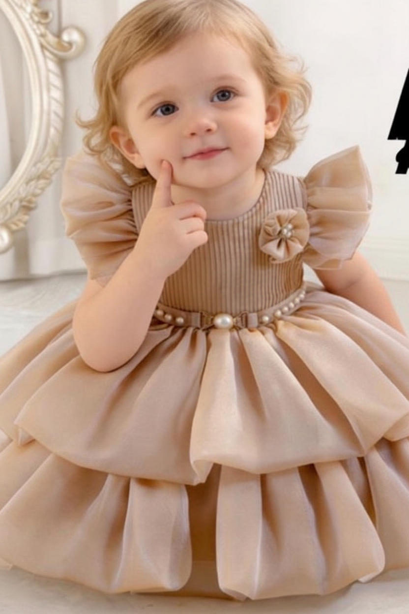 Girls Silky Dress – Rose Gold
