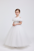 Girls Princess Dress with Ruffle Shoulder