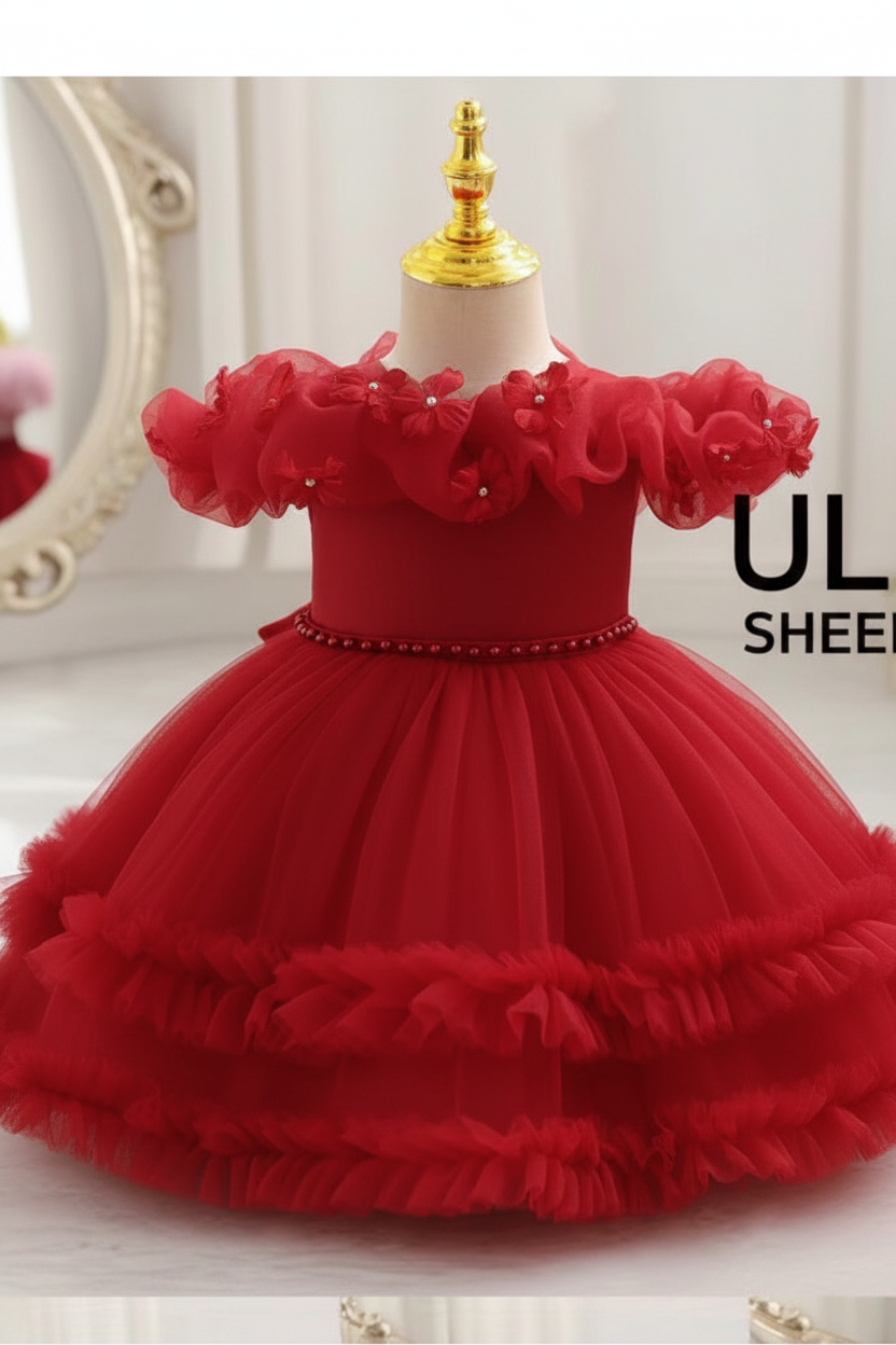 Red Girls Sleeveless Cotton Dress